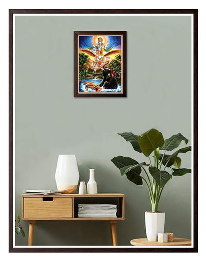 Lord Vishnu Mount on Garuda Painting HD Printed Religious Picture Wooden Frame