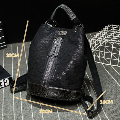 Sequins Leather Laptop Backpack Personality Lock Anti Theft Travel Back Pack 1PC