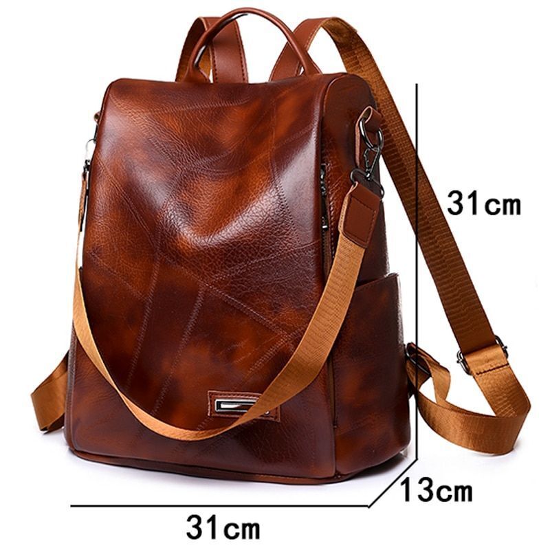 Leather Backpack Luxury Shoulder School Bag Anti Theft Backpack 31*13*31 CM Red