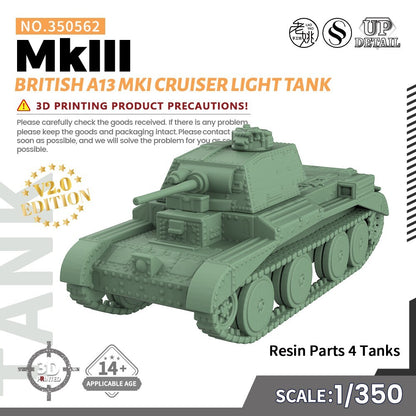 SS562 1/200/350/700 Military Model Kit British A13 MKI Cruiser MkIII Light Tank