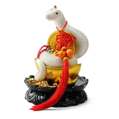 Willow Statue White Python Spirit Snake Statue Lucky Zodiac Temple Hall Mascot
