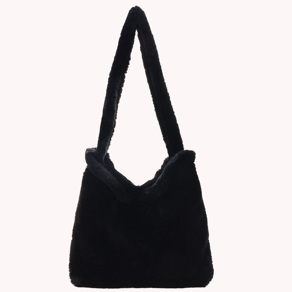 Flower Pattern Shoulder Bag Elegant Underarm Bag Faux Fur Handbag 30*20*5 CM 1PC