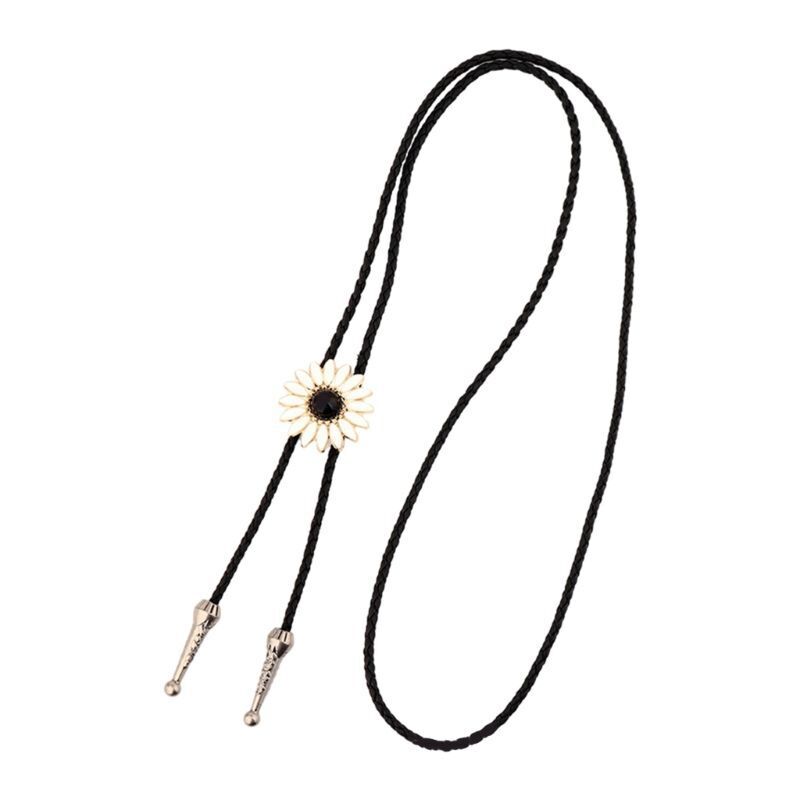 Men Bolo Tie Alloy Polyester Cowboy Flower Gemstones Shirts Sweaters Accessories