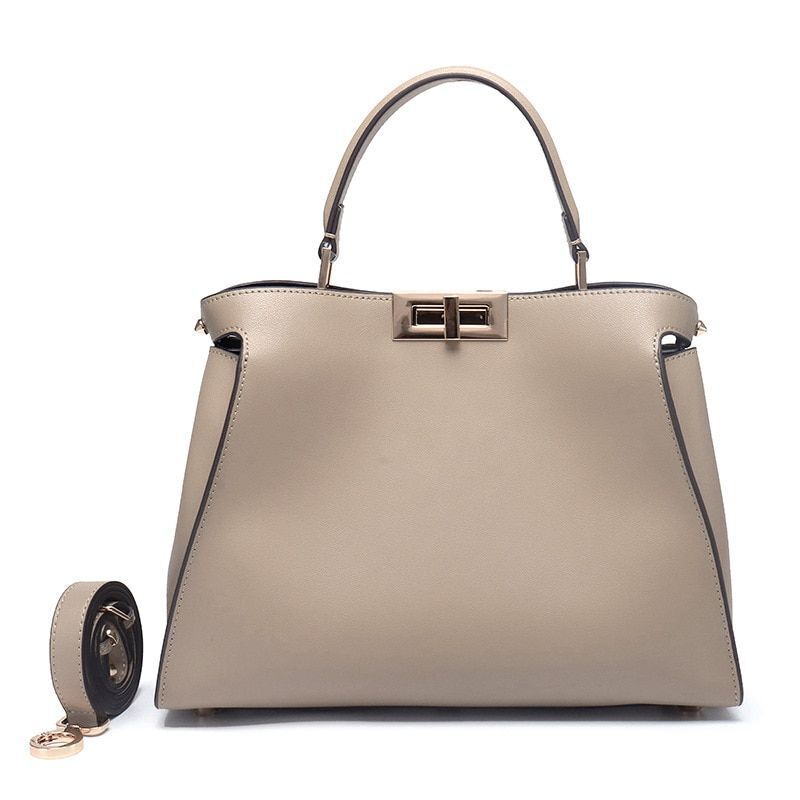 Genuine Leather Tote Handbag Women Bags Square Purse S/M/L Sizes Cow Leather 1PC