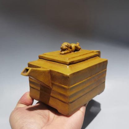 Chinese old Yixing Clay Teapot lettering pumpkin Purple sand Teapot 420cc