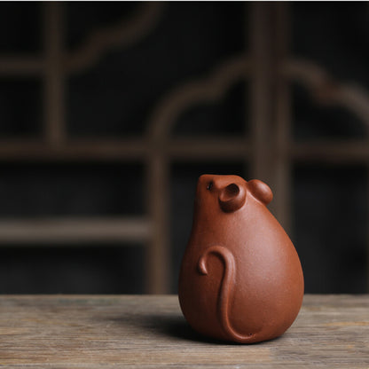 Mouse Statue Zisha Tea Pet Clay Chinese Tea Play Mud Rat Animal Antique Ornament