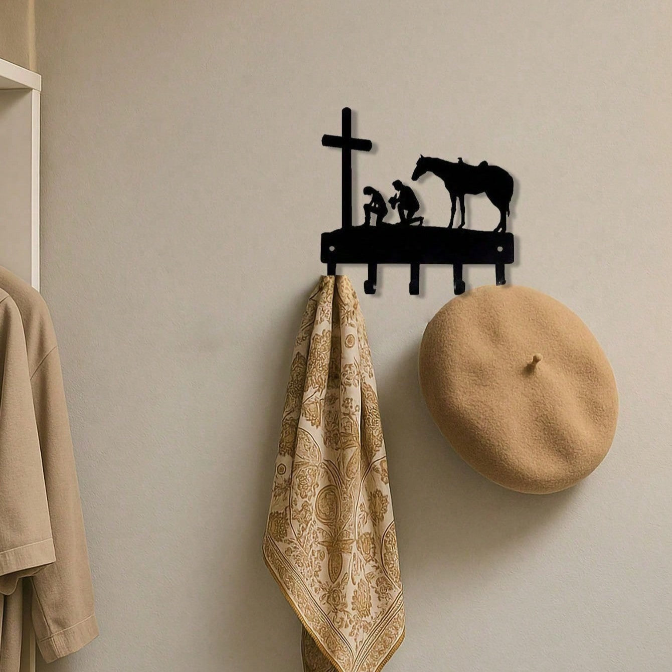 CIFbuy Wall Mounted Iron Hook Rustic Industrial Coat Key Organizer