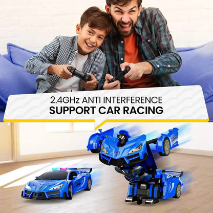 Gesture RC Police Car LED Transforming Robot Toy