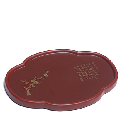 True Yixing Zisha Tea Tray Dahongpao Clay Handmade Drawings Tea Plate For Pot