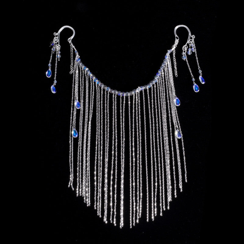 Retro Bride Hanfu Face Curtain Tassel Metal Chain Veil Ear Hook Accessory Fairy
