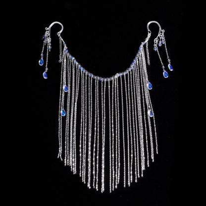 Retro Bride Hanfu Face Curtain Tassel Metal Chain Veil Ear Hook Accessory Fairy