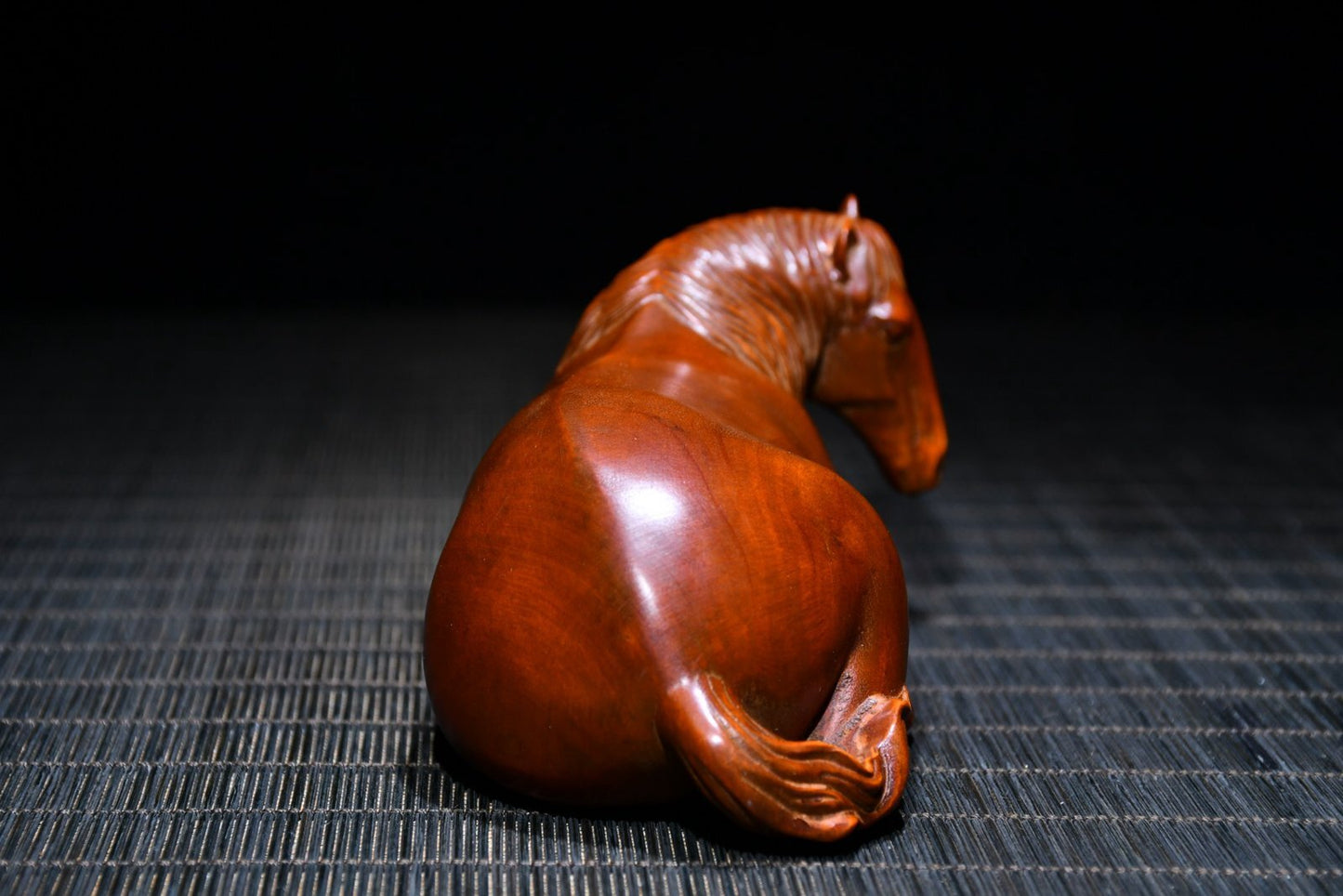 Chinese Vintage Boxwood Carved Horse Statue Collection Sculpture Nice Art Work