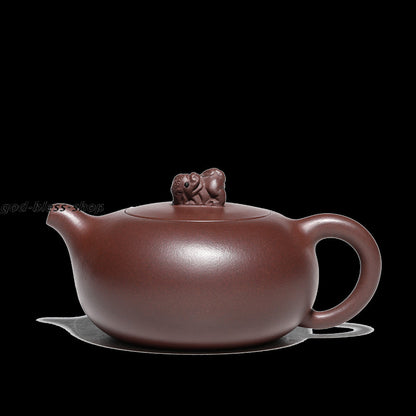 Handmade Tea Pot Mascot Statue On Lid Real Yixing Zisha Pot Marked Master Teapot