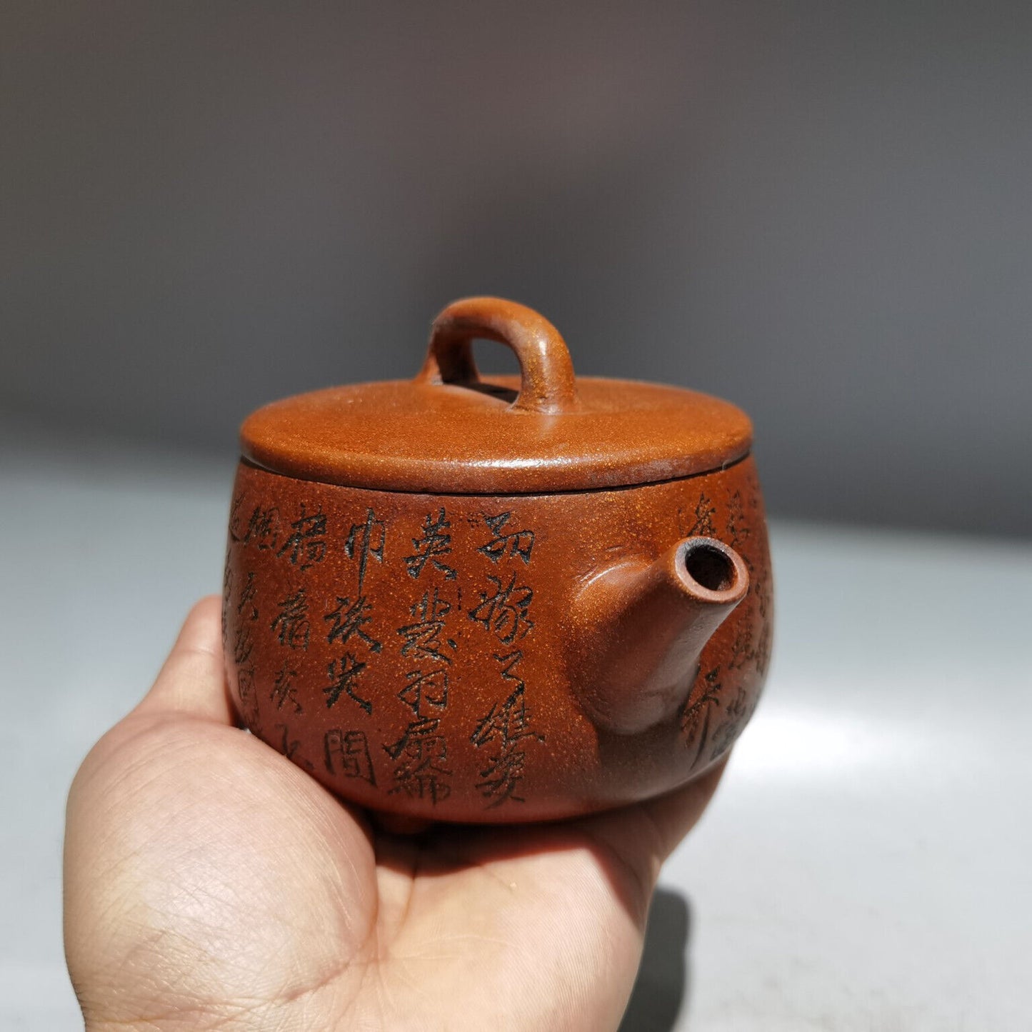 Chinese Yixing Zisha Clay Handmade Exquisite Teapot（诗词壶 低款：曼晞陶艺）