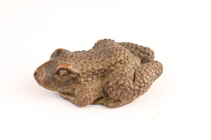 Chinese old bronze hand casting jinchan frog statue collect figure tea pet Art