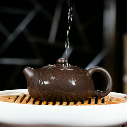 Marked Xishi Tea Pot Real Yixing Zisha Black Galaxy Clay Pot Handmade Ball Holes