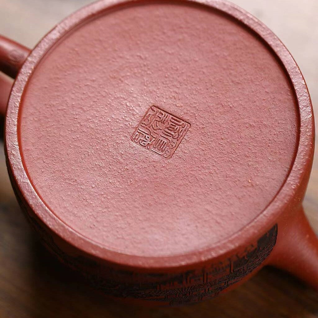 Original Ore Red Jiangpo Clay Tea Pot Handmade Carved Yixing Zisha Master Pot