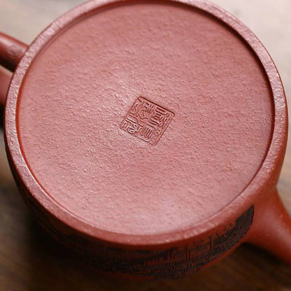 Original Ore Red Jiangpo Clay Tea Pot Handmade Carved Yixing Zisha Master Pot