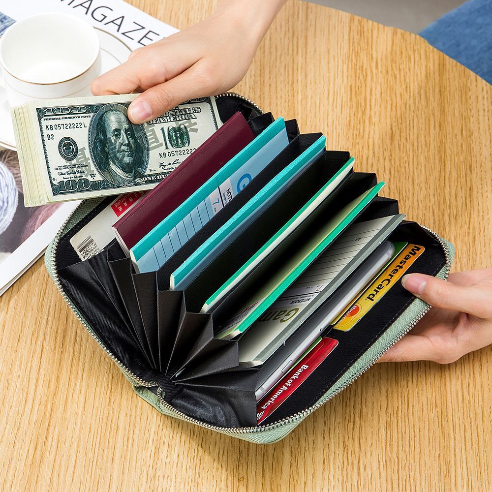 Folding Passport Bag Genuine Leather Folding Hand Ledger Long Wallet Phone Bags