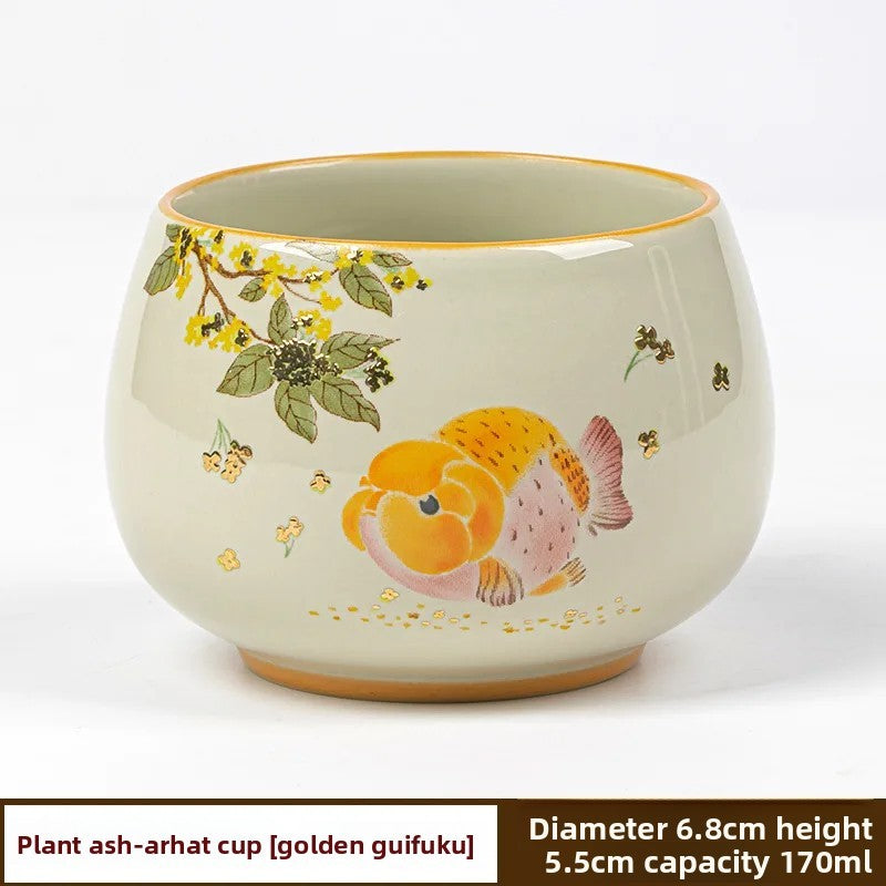 170ml Ceramic Carp Teacup Meditation Cup Handmade Tea Bowl Pu'er Master Cup