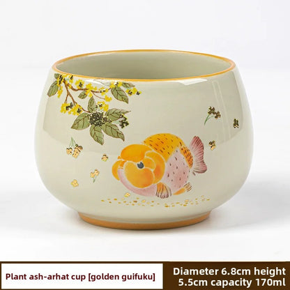 170ml Ceramic Carp Teacup Meditation Cup Handmade Tea Bowl Pu'er Master Cup