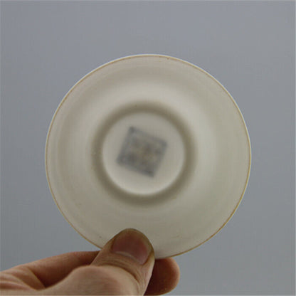 3.2" Chinese Thin White Porcelain Ming Chenghua Carved Phoenix Design Teacup Cup