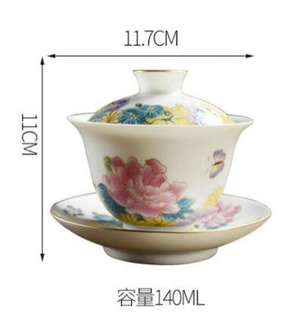 140ml Dehua Porcelain Gaiwan Handmade Bowl Tea Cup Creative Kung Fu Tea Set