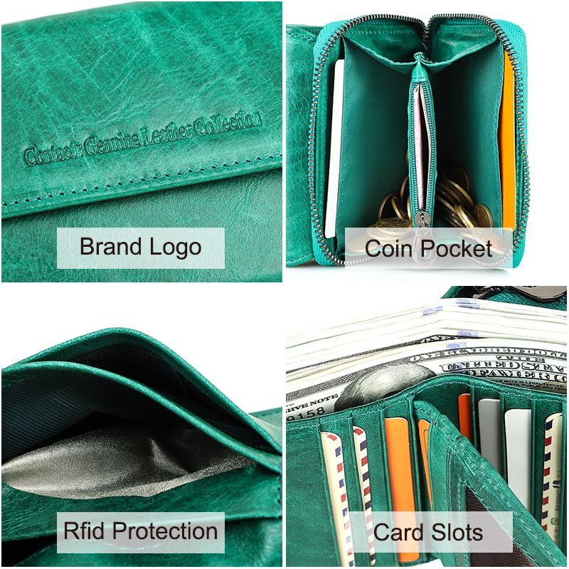 Genuine Leather Wallet Clutch Bag Coin Purse Small RFID Blocking Card Holder 1PC