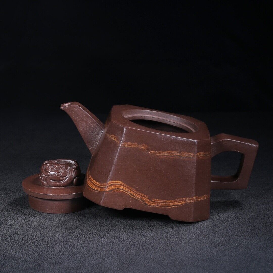 Chinese Yixing Zisha Clay Handmade Exquisite Teapot （四方 底款：金鼎商标）