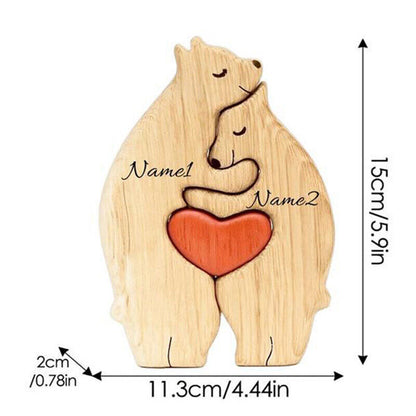 Wooden Bear Ornaments Family Statue Family Art Puzzle Desktop Decor XMAS Gifts