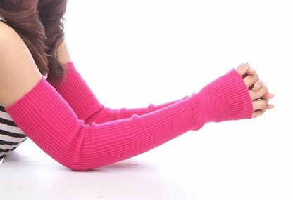 Women Thick Arm Cover 50cm Cashmere Long Sleeves Elbow Warmer Fingerless Mittens