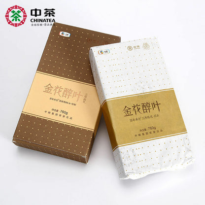 Chinese Black Tea Hunan Anhua Black Tea Golden Flower Leaf Rich Brick Tea 760g -
