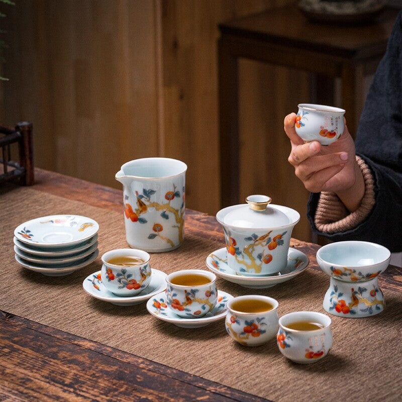 Complete Tea Set Chinese Boutique Porcelain Tea Pot Gaiwan Matching Tea Cup New