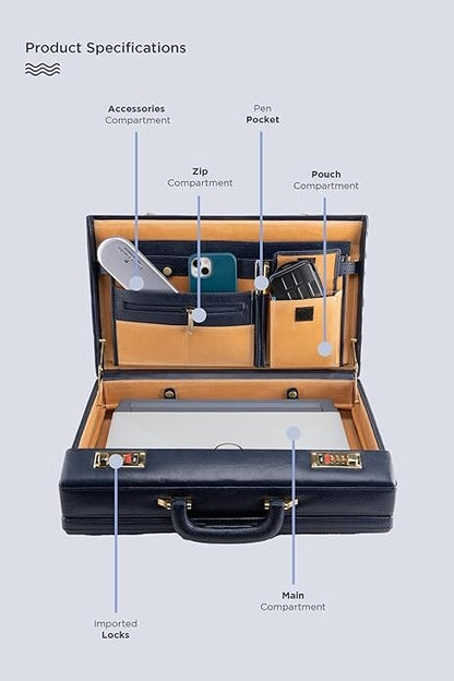 New Leather Travel Briefcase with Combination Lock Office Business Handbag