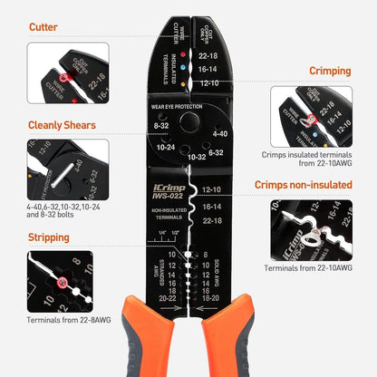 IWISS 5-in-1 Electricians Pliers Wire Stripper Cable Cutters Crimping Hand Tool