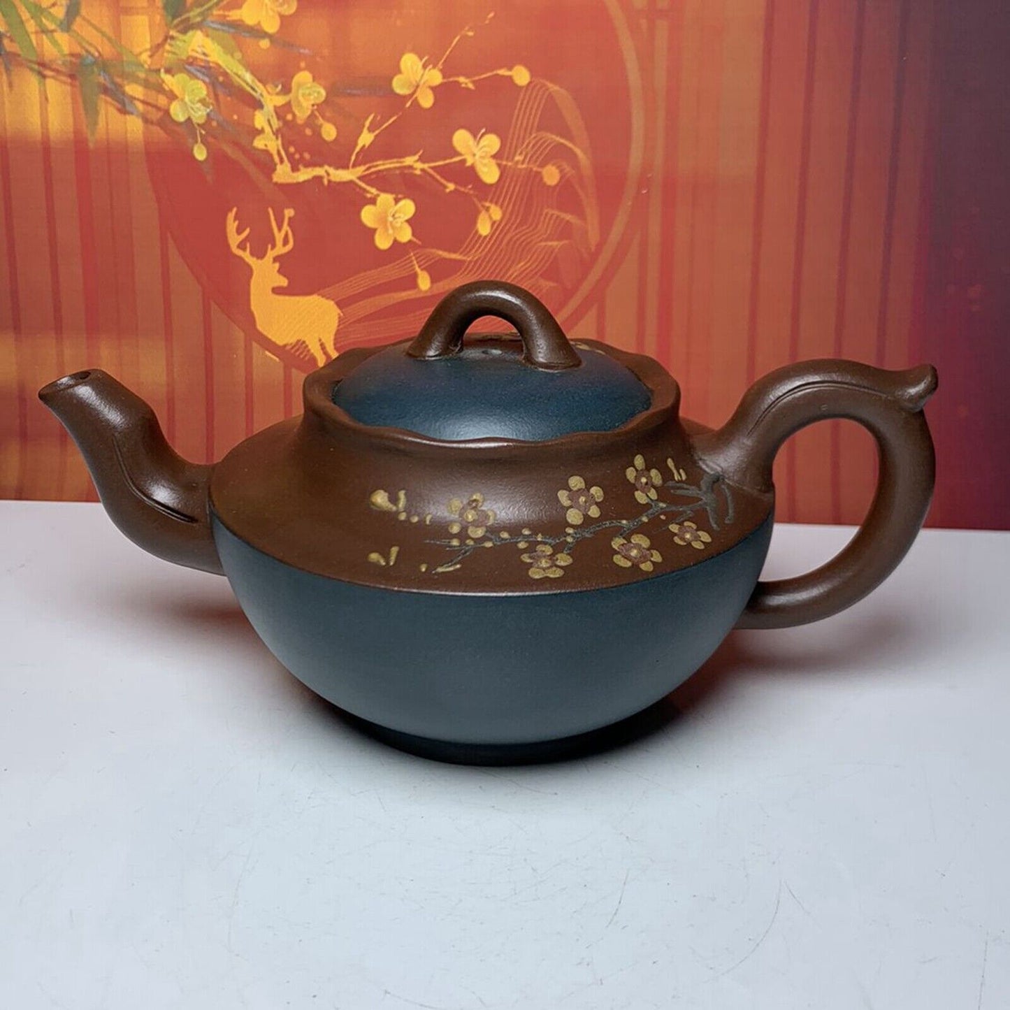 Vintage Chinese Yixing Purple Clay Teapot Zisha Ceremony Plum Blossom Teaware