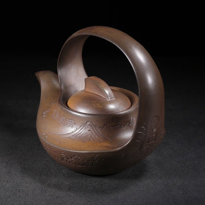 Chinese Yixing Purple Clay Teapot Zisha Ceramic Landscape Teaware Collection Art