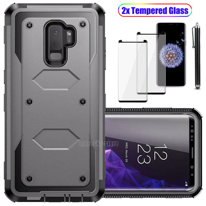 For Samsung Galaxy S9 /S9 Plus Case Impact Hard Cover / Tempered Glass Protector