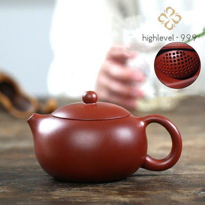 5.27" Yixing Purple Clay Teapots Xishi Tea Pot Ball Hole Filter Kettle Handmade