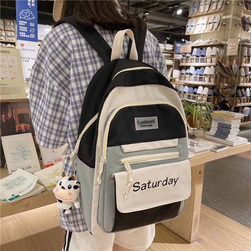 Backpack Multicolor Cute Schoolbag Travel Rucksack Canvas Bags 30*13*42 CM Purse