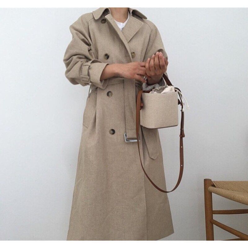 Canvas Leather Splicing Bucket Bag Contrast Small One-shoulder Crossbody Satchel