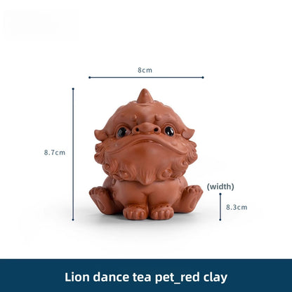 Purple Sands Lion Tea Pet 8.7cm 3.5in Kung Fu Tea Set Decoration Tea Ceremony