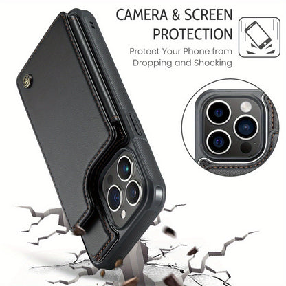 For iPhone 16 15 14 13 12 11 Pro Max Plus XR XS Max Wallet Case with Card Holder
