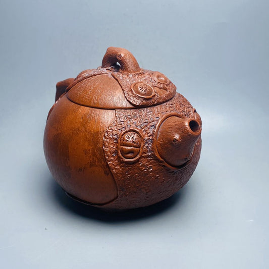 Vintage Chinese Yixing Purple Clay Teapot Zisha Ceremony Carving Collectible Art