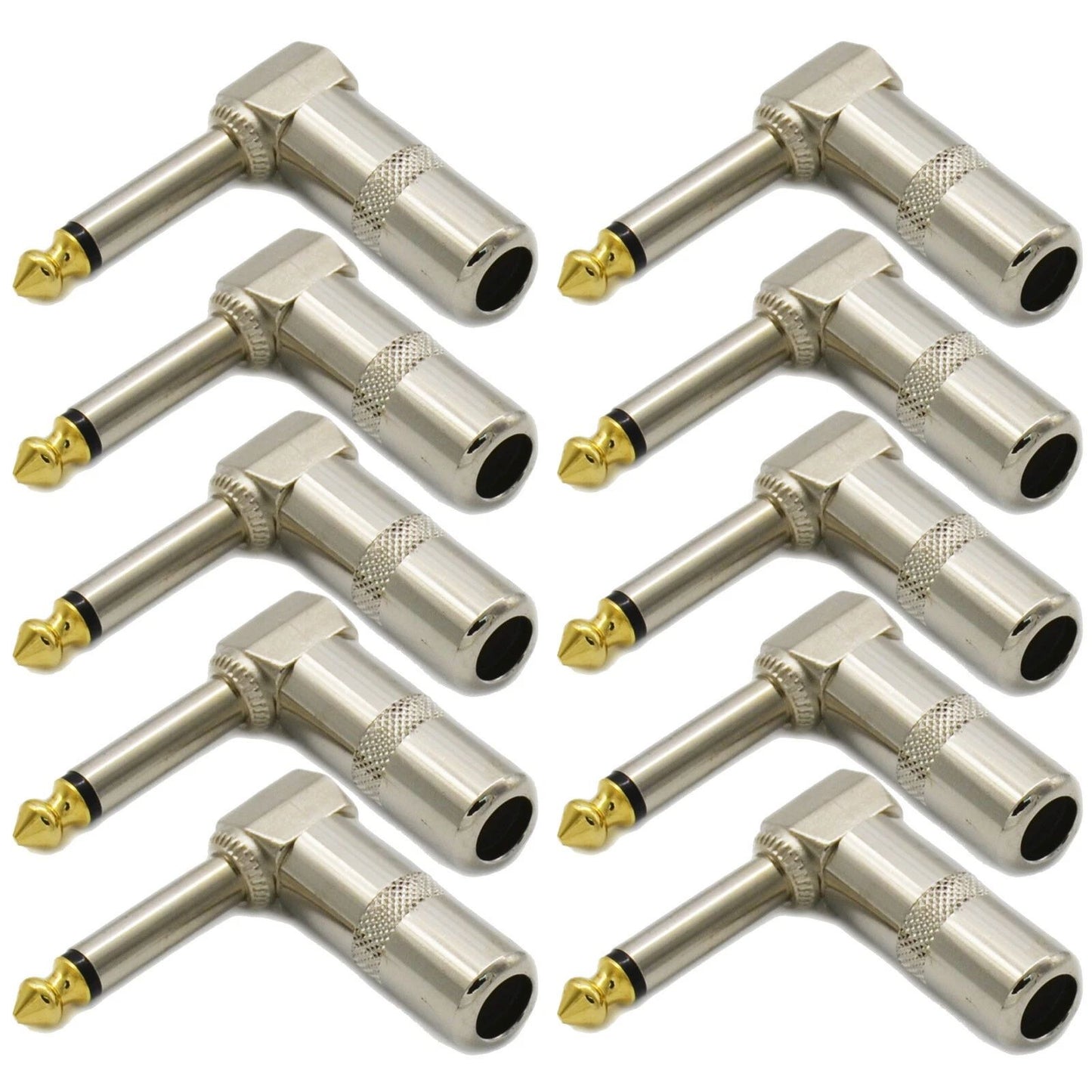 10PCS 1/4 TS Right Angle Mono Phone Plug ensures undistorted audio transmission