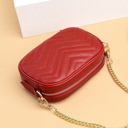 Tassel Sling Handbags Genuine Leather Quilted Shell Chain Vintage Shoulder Purse