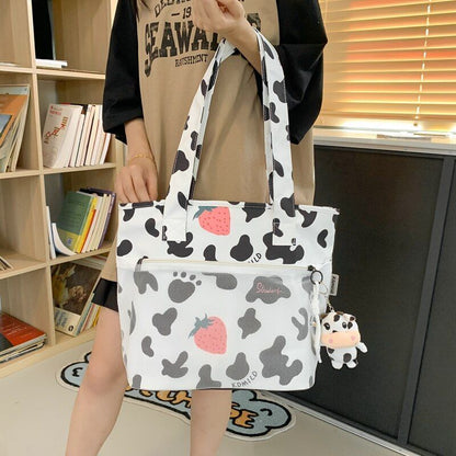 Large Capacity Cow Grain Bag Mesh Backpack Leisure Students Schoolbag 44*18*31CM