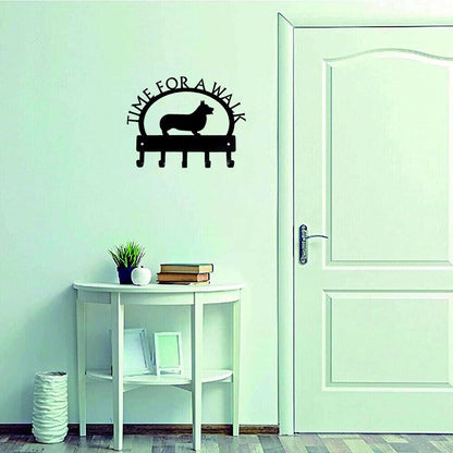 Corgi Time for A Walk Key Rack Wall Mounted Hook Up Pretty Artwork Wall Stickers