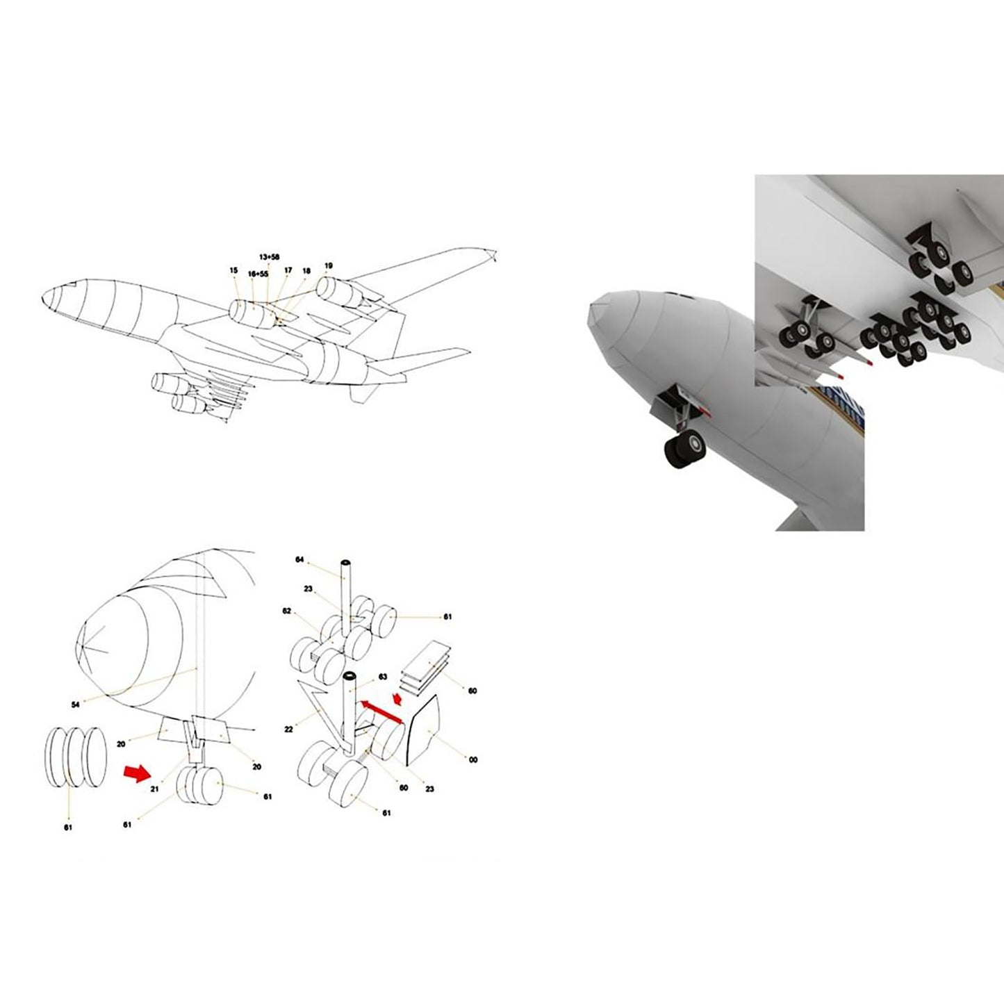 1:100 A380 German Lufthansa Airliner Plane Model Set Aviation Paper Unassembled