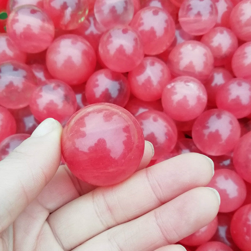 40mm Natural Red Smelting Quartz Crystal Sphere Ball Healing Reiki Rock W/ Stand